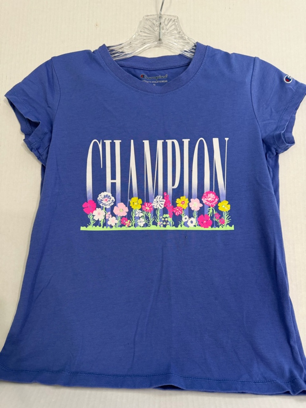 Champion Royal Blue Tee with Colorful Floral Logo
